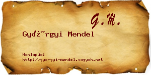 Györgyi Mendel névjegykártya